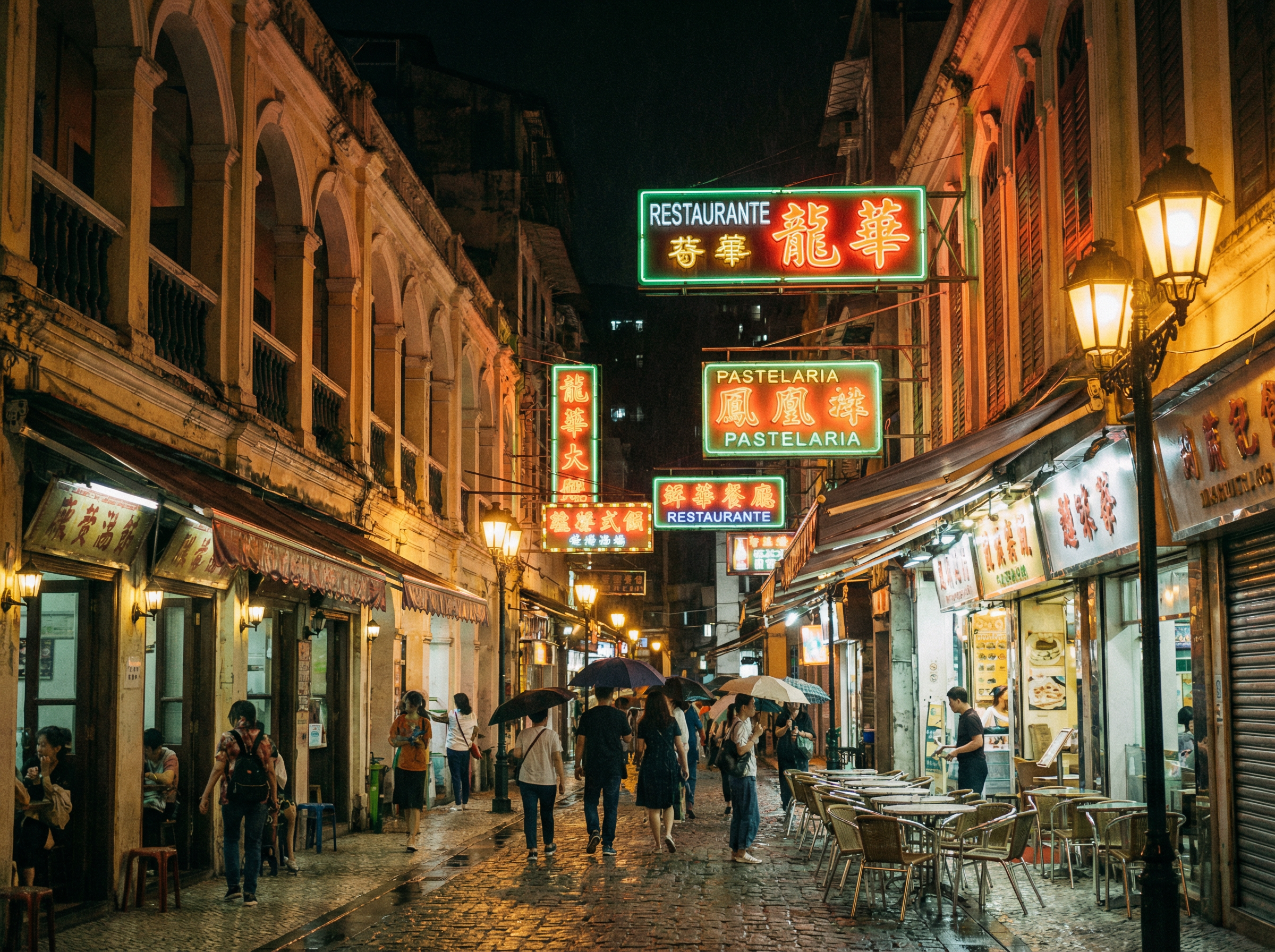 澳门赌博 - 澳门街头美食夜景